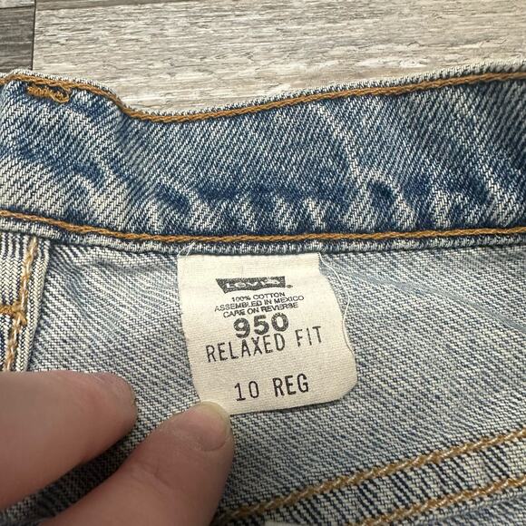 Vintage 90s Levis 950 Orange‎ Tab Blue Womens 10 Relaxed Fit Cut Off Jean Shorts - Picture 4 of 11